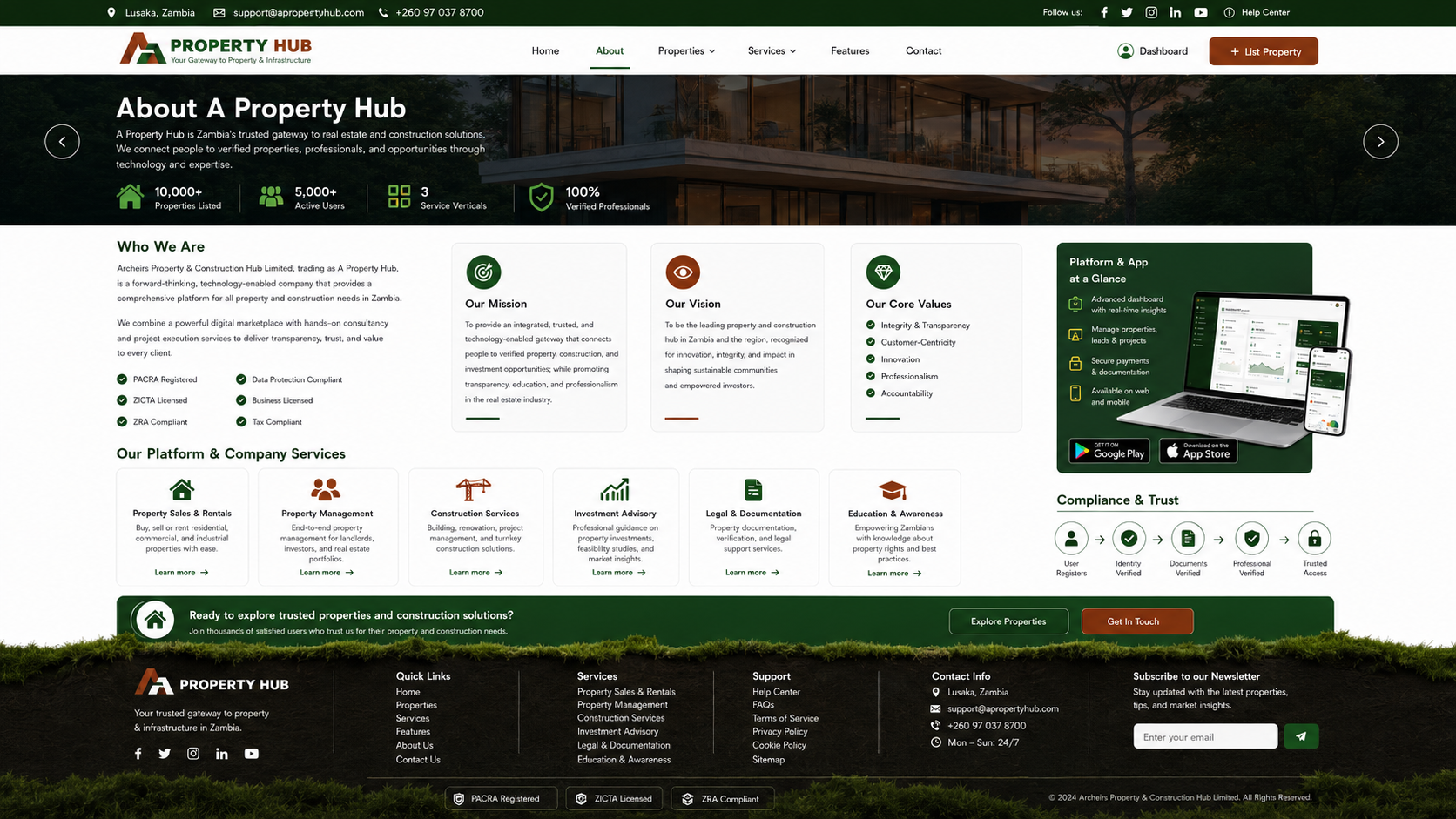 A Property Hub web and mobile platform